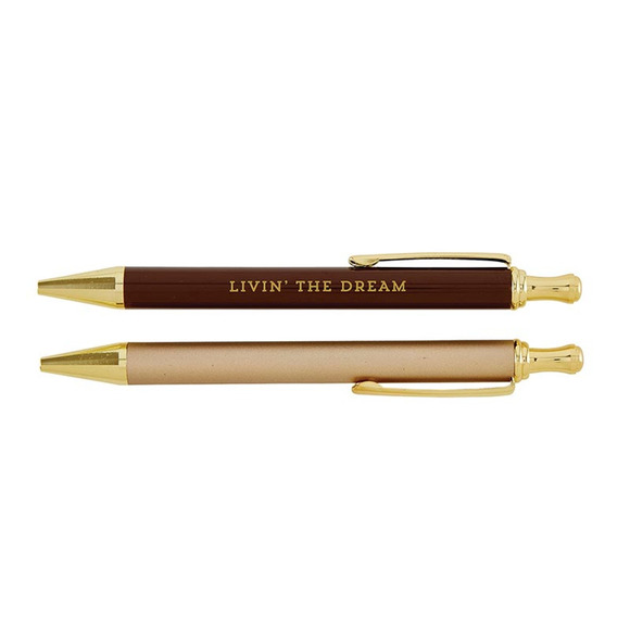 Elegant Medium Point Ballpoint Pen Set w/ message Livin' the Dream Black Ink - Picture 3 of 3